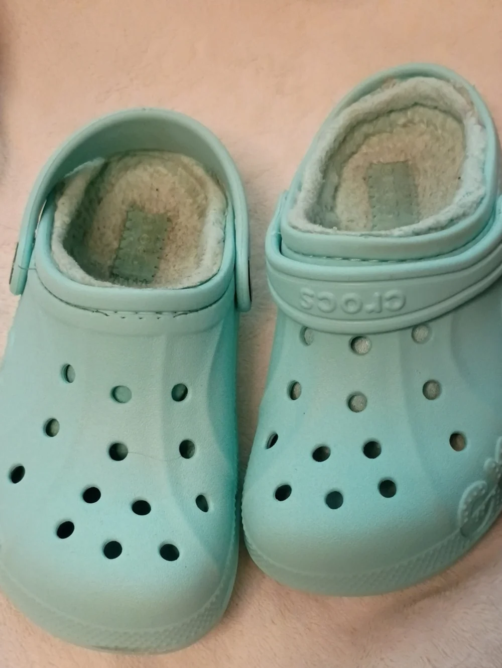 CROCS Kids Light Aqua Lined Clogs